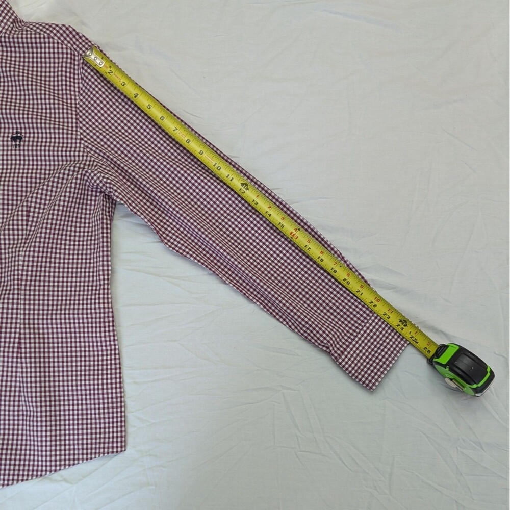 Brooks Brothers Red Fleece Button-Up Shirt Youth Size 16 Burgundy Gingham Preppy - Picture 9 of 10